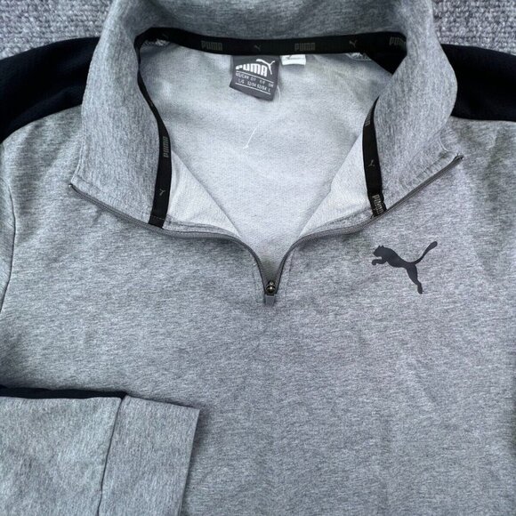 Puma Quarter Zip Pullover Sweatshirt Grey Adult Womens Large Stretch Long Sleeve - Picture 1 of 8